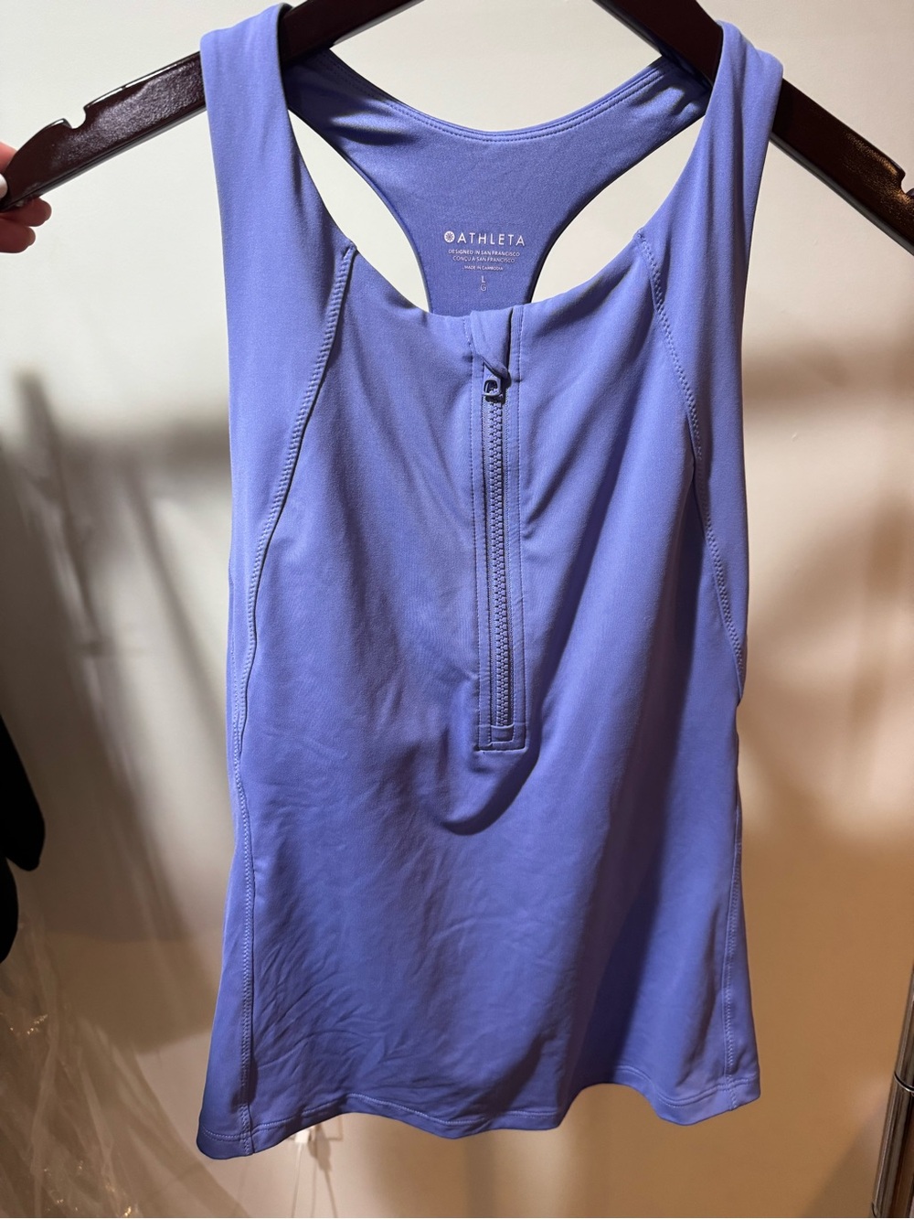 Athleta Women's Dark Lavender Zip-Front Racerback Tank